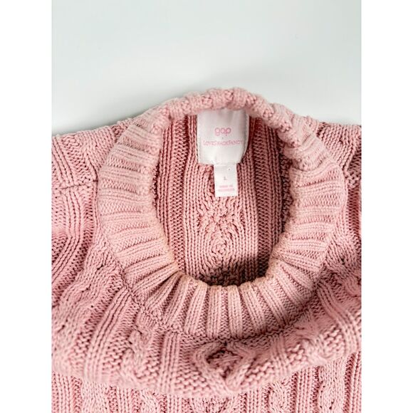 Gap x LoveShackFancy Girls Cable Knit Crew Sweater | Size Large | Pink - Picture 2 of 4